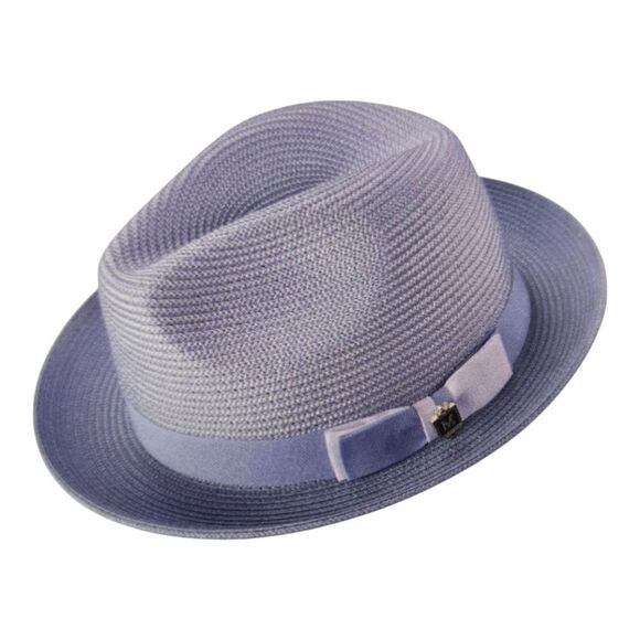 MONTIQUE MENS CAROLINA BRAIDED TWO TONE STINGY BRIM PINCH FEDORA HAT. H68. - Picture 2 of 2